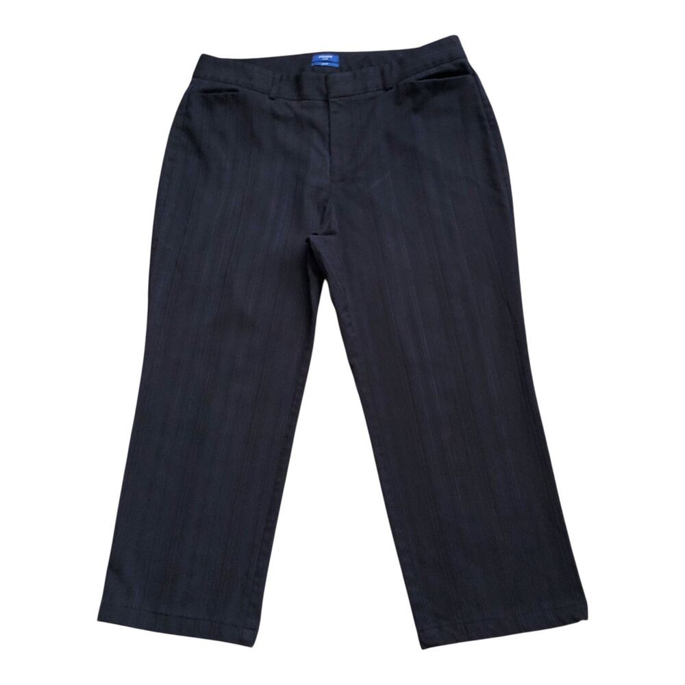 DOCKERS Womens Petite Size 16P Black Embroidered Striped Cropped Ideal Fit Pants